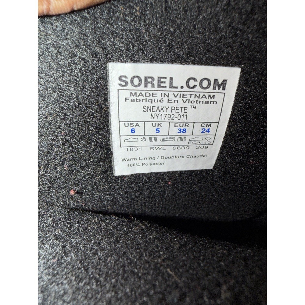 Sorel Sneaky Pete Boots Black Red Men's Size 6 Womens Size 7.5 - Picture 11 of 11